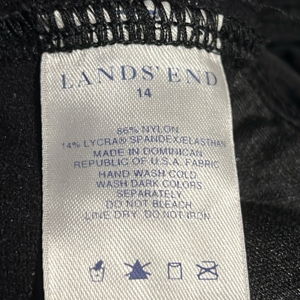 Lands’ End Women’s Tankini Size 14 Black With White Trim On Top - Picture 5 of 9
